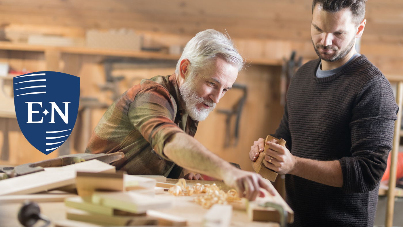 Two people discussing a business exit plan. 